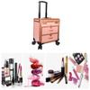 GRRICEPL Rolling Makeup Train Case with Drawers Travelling Trolley Box, Beauty Nails Case, Retractable Handle 360Universal Wheels (Color : Black, Size : 35x23x59.5cm) view 2