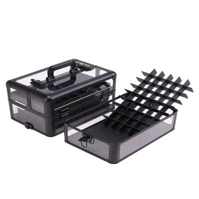 LOGLNLOMI Acrylic makeup travel case, transparent large cosmetic display case with drawers for skincare organizer, adjustable dividers, lockable dustproof portable travel acrylic makeup stand