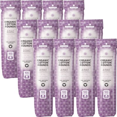 SoulSation Organic Cotton Rounds, Bulk 1200 Count - Makeup Remover Pads for Face, Lint-Free