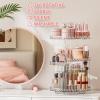 360 Rotating Makeup Organizer, Diamond Pattern DIY 5 Adjustable Layers Skincare Clear Cosmetics Organizer for Vanity Countertop with Perfume Tray view 2