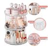 360 Rotating Makeup Organizer, Diamond Pattern DIY 5 Adjustable Layers Skincare Clear Cosmetics Organizer for Vanity Countertop with Perfume Tray view 4
