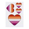 Azeeda 4 x 'Lesbian Flag Heart' Temporary Tattoos - Water Resistant, Skin-Safe, Non-Toxic Transfers, Mixed Sizes (TO00050727) view 1