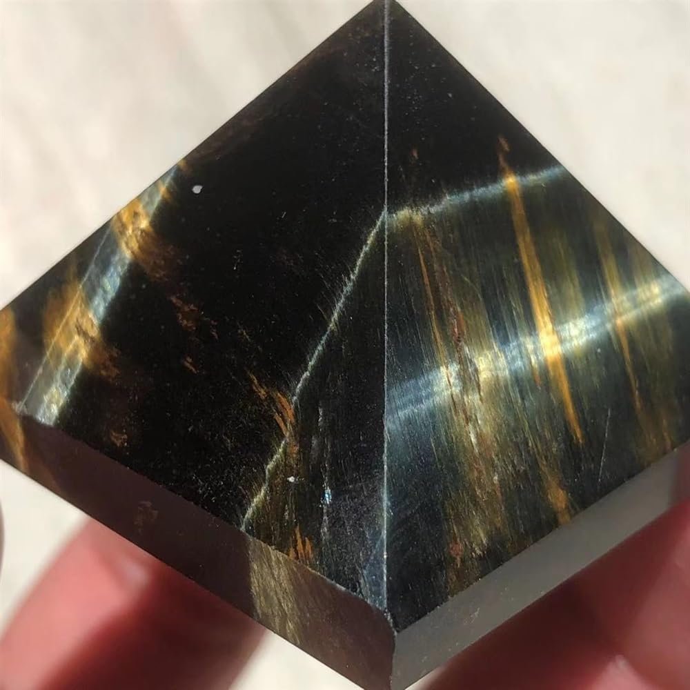 AtkitS Natural Blue Tiger Eye Pyramid, Healing Natural Quartz Pyramid (Size : 30-40MM)