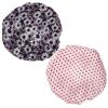 Beaupretty 2pcs Shower Caps for Women Double Layer Elastic Bathing Hat Flower Print for Thick and Curly Hair Spa and Makeup Random Style view 1