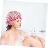 Beaupretty 2pcs Shower Caps for Women Double Layer Elastic Bathing Hat Flower Print for Thick and Curly Hair Spa and Makeup Random Style view 2