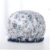 Beaupretty 2pcs Shower Caps for Women Double Layer Elastic Bathing Hat Flower Print for Thick and Curly Hair Spa and Makeup Random Style view 3