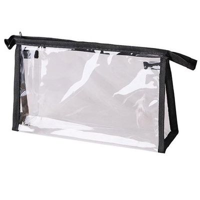 1 Clear Cosmetic Bag Makeup Zippered Case Tote Toiletry Beauty Pouch Organizer 6"x1.5"x4" Travel Holder Make Up Purse Water Resistant Storage TSA Carrier Portable Waterproof Toiletries Products