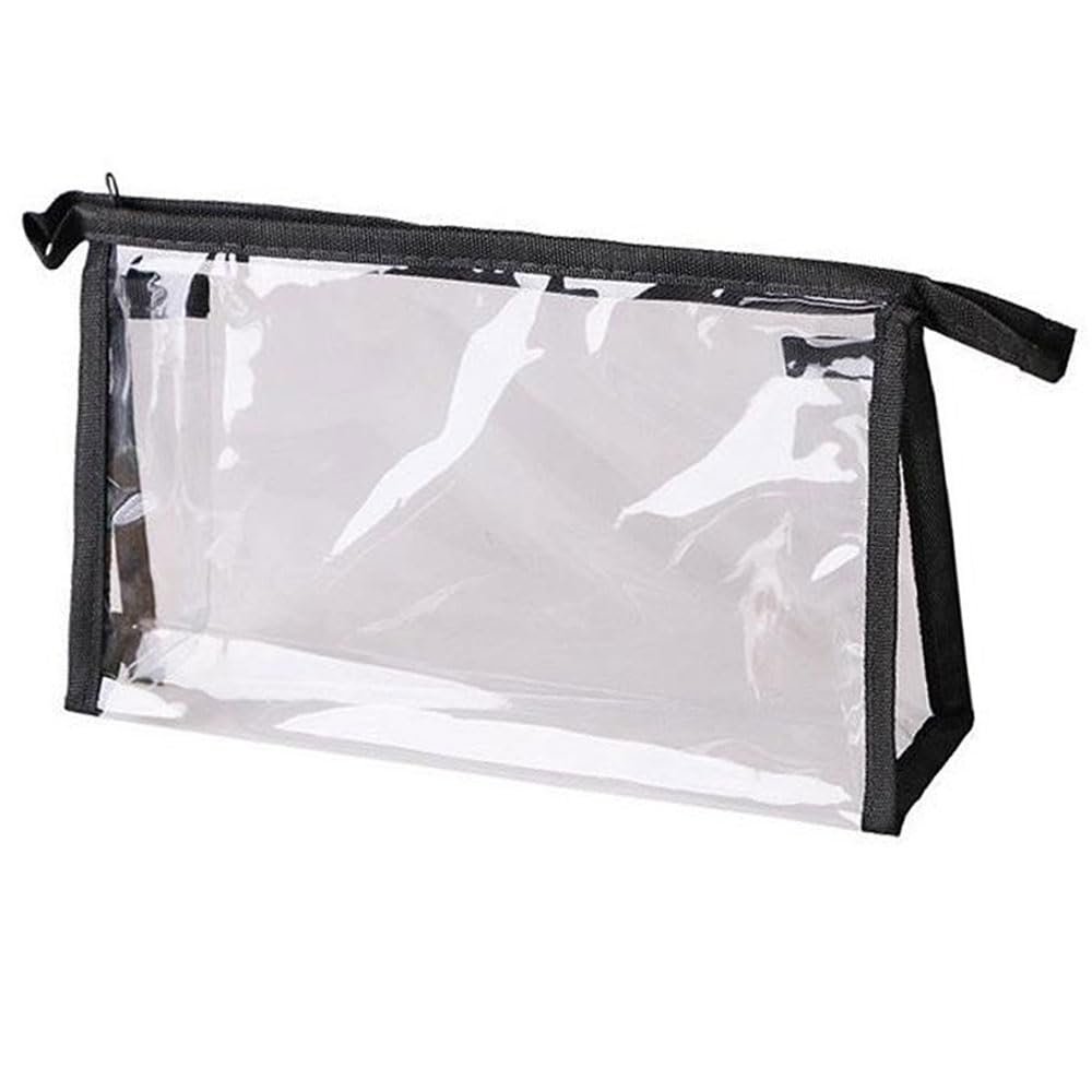 1 Clear Cosmetic Bag Makeup Zippered Case Tote Toiletry Beauty Pouch Organizer 6"x1.5"x4" Travel Holder Make Up Purse Water Resistant Storage TSA Carrier Portable Waterproof Toiletries Products