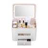 Makeup Organizer Portable Makeup Storage Organizer Box with Detachable LED Makeup MirrorCosmetics Storage Case with 2 Storage Drawers and Cover, for Bedroom Vanity Desk Dresser Cosmetic Display Cases view 1
