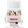 Makeup Organizer Portable Makeup Storage Organizer Box with Detachable LED Makeup MirrorCosmetics Storage Case with 2 Storage Drawers and Cover, for Bedroom Vanity Desk Dresser Cosmetic Display Cases view 2