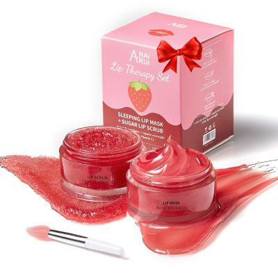 Lip Scrub & Lip Mask Set, Overnight Treatment Lip Care Products, Daily Lip Gift Set for Girls, Moisturize & Nourish, Dry Cracked Lips, Intense Hydration with Vitamin C, Overnight Lip Mask