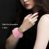 2pcs Pink Furry Hair Scrunchies Cute Hair Bands with Faux Rabbit Fur Elastic Hair Ties Hair Bobbles Ponytail Holders Girls Women Hair Accessories view 4