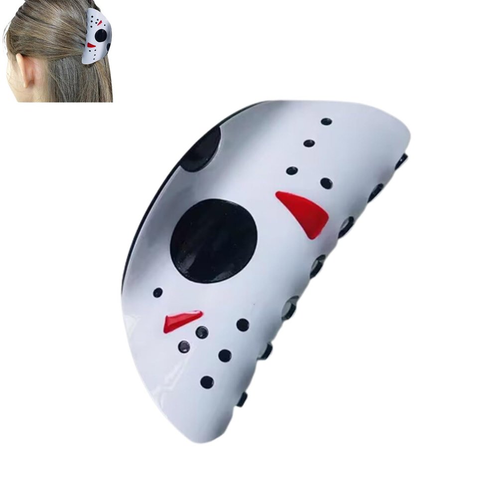 QQLady Halloween Hairpin, Halloween Spooky Hair Claw, Halloween Ghost Face Hair Claw Clip for Women (1PCS-A,M)