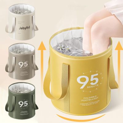 Collapsible Foot Bath Basin for Soaking Feet - Portable Constant Temperature Foot Bag with Strap, Large Capacity Pedicure Foot Spa Bucket for at Home Spa Treatment (Khaki)