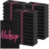 Preboun 96 Pack Makeup Remover Cloths, 13 x 13 Inch Makeup Towels Bulk Soft Microfiber Face Towels Reusable Makeup Washcloths with Makeup Embroidery for Women Skin (Black) view 1