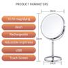AMHIL Rechargeable Lighted Makeup Mirror 8 Inch Double Sided 1x/ Magnifying Tabletop Vanity Mirror Touch Sensor Dimming 360 Degree Swivel Cosmetic Mirror Cord/Cordless Chrome view 2