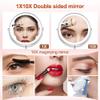 AMHIL Rechargeable Lighted Makeup Mirror 8 Inch Double Sided 1x/ Magnifying Tabletop Vanity Mirror Touch Sensor Dimming 360 Degree Swivel Cosmetic Mirror Cord/Cordless Chrome view 3