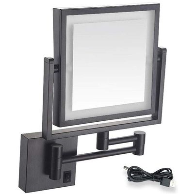 AMHIL Portable Led Makeup Mirror Illuminated with Light Led Vanity Mirror 5X Magnifying Mirror Two Sided Shaving Mirrors Touch Screen Bathroom Mirror Free Standing with Storage Box