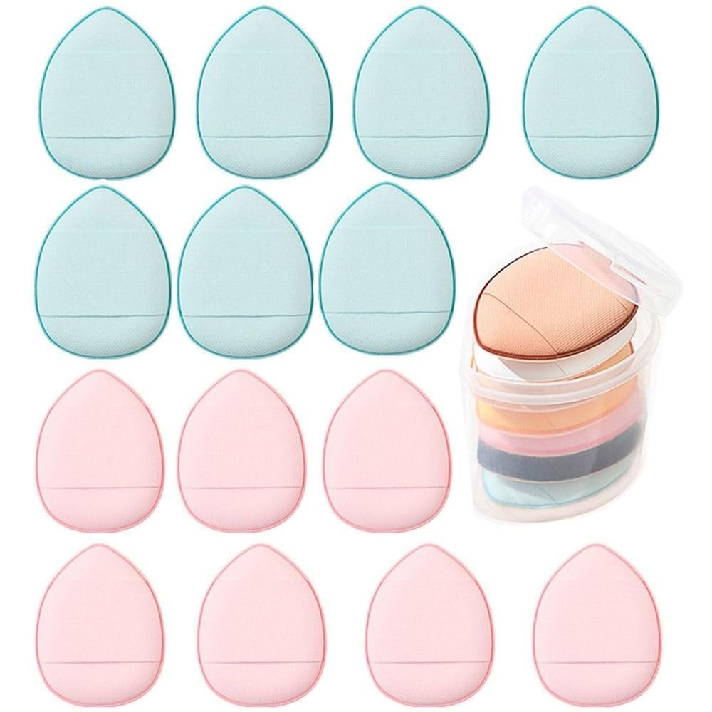 14pcs Finger Puff, Mini Makeup Puff,Super Soft Beauty Makeup Tools, Suitable For Foundation, Concealer, Repair Cream, Eye Shadow, Wet Dry, with Storage Box