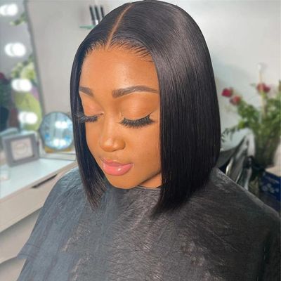 Wjnvfioo Wear And Go Bob Wigs For Women Human Hair Straight Glueless Wig Human Hair Wigs Pre Cut Lace Wig