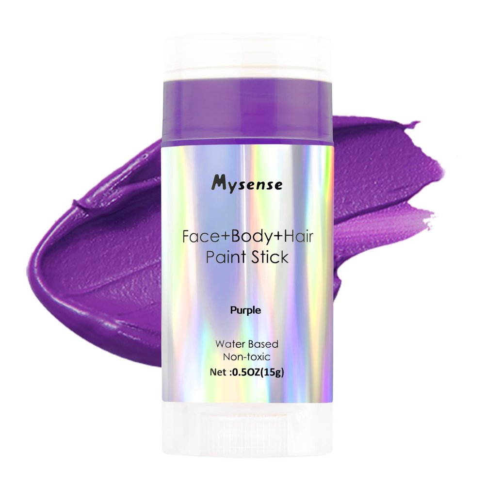 Mysense Purple Face Body Hair Paint Stick,Water Based Washable Temporary Hair Color,Non-toxic Cream Body Paint for Adults and Children Halloween Costume Ursula Sea Witch Amethyst Cosplay Makeup,0.5oz