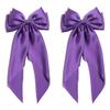 Satin Bow Hair Clips for Women,Big Bow Hair Slides Metal Clips Long Ribbon Hairpin Girls Barrettes Party Half-Updo Ponytail Accessories (2pcs Purple) view 1