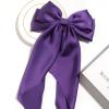 Satin Bow Hair Clips for Women,Big Bow Hair Slides Metal Clips Long Ribbon Hairpin Girls Barrettes Party Half-Updo Ponytail Accessories (2pcs Purple) view 2