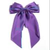 Satin Bow Hair Clips for Women,Big Bow Hair Slides Metal Clips Long Ribbon Hairpin Girls Barrettes Party Half-Updo Ponytail Accessories (2pcs Purple) view 3