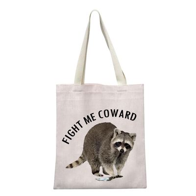 XYANFA Raccoon Cosmetic Bag Raccoon Gift For Raccoon Lover Fight Me Coward Raccoon Themed Zipper Pouch (FIGHT ME COWARD tote bag)