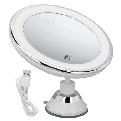 10X Magnifying Makeup Mirror with Lights, Rechargeable Powerful Locking Suction Cup Bathroom Shower 360 Degree Rotation Portable Cosmetic Intelligent Switch for Home Travel Lighted Vanity Tabletop