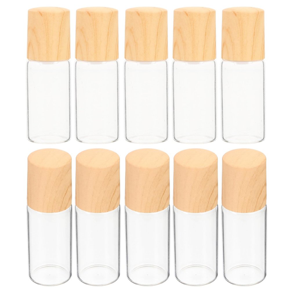 FOMIYES Essential Oil Roller Bottles 10Pcs Glass Roll On Bottle with Bamboo Lid for Essential Oils with Stainless Steel Roller Ball
