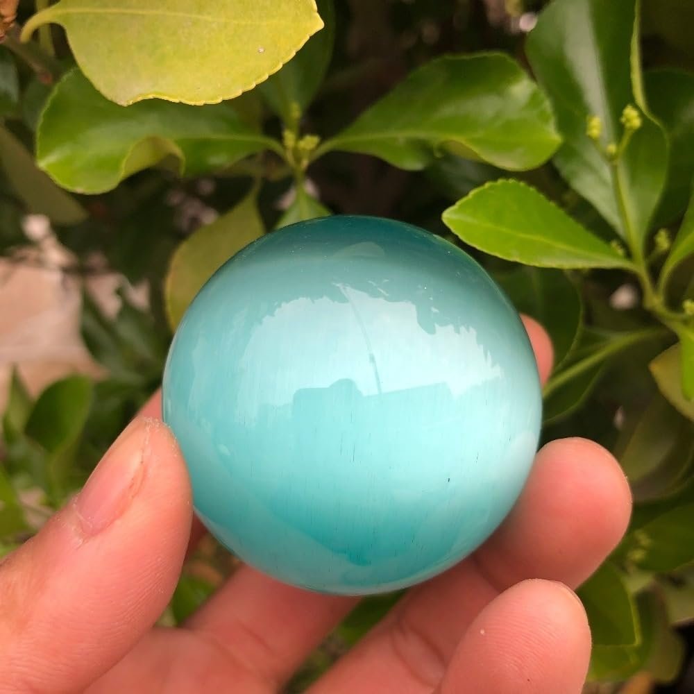 AtkitS 50mm Quartz Blue Cats Eye Crystal Therapy Balls