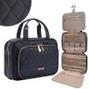 VZAEMDEY Travel Toiletry Bag For Women,PU Leather Water-resistant Makeup Bag Organizer With Hanging Hook,Cosmetic Bag For Accessories/Cosmetics/Toiletries (Black) view 1