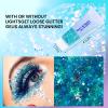 DAGEDA Body Glitter Gel, Face Glitters Body Gel Sequins Shimmer Liquid Eyeshadow, Chunky Glitter for Face Hair Nails, Holographic Cosmetic Laser Powder Festival Glitter Makeup 1.7oz (Lake Blue) view 3