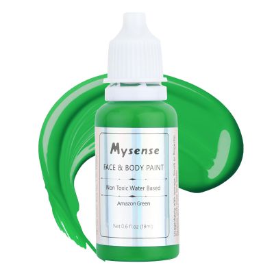 Mysense Amazon Green Face Body Paint,Halloween Elphaba Witch Gamora Costume Makeup,St Patricks Day Outfit Accessories,Water Based Washable Cream Body Paint for Adults and Children,0.6oz