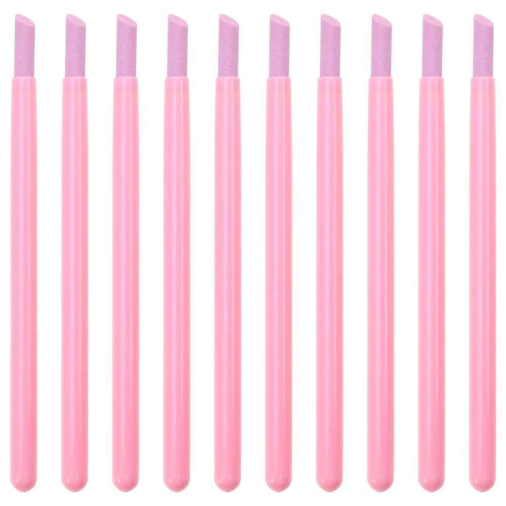 ONLYKXY 10pcs Pumice Stone Nail Cuticle Pushers Plastic Handle Trimmer Cleaning Cuticle Remover Stick Nail File Art Manicure Pedicure Tools for Nails Cuticles Fingernail Care (Pink)