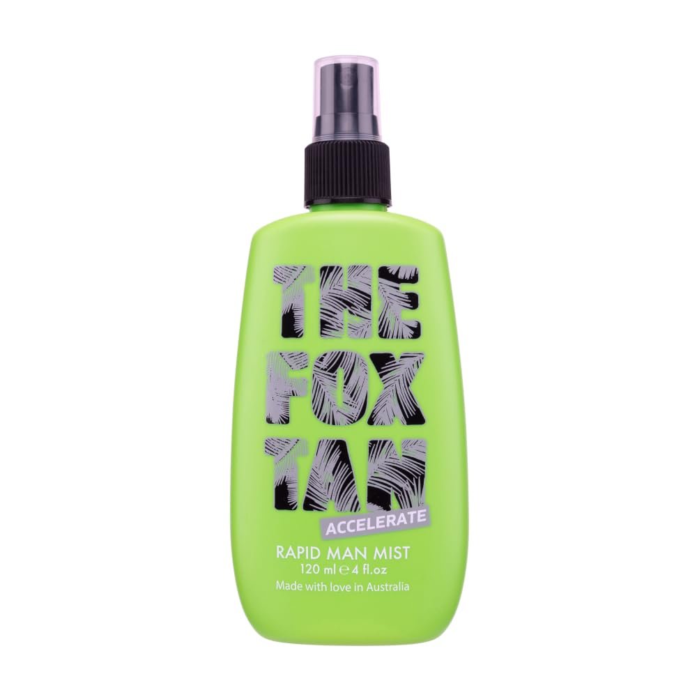 The Fox Tan Rapid Man Mist, Tanning Accelerator For Darker & Faster Tans, Creates Flawless Tan Skin For Men & Women, Vegan & Cruelty Free, 120mL