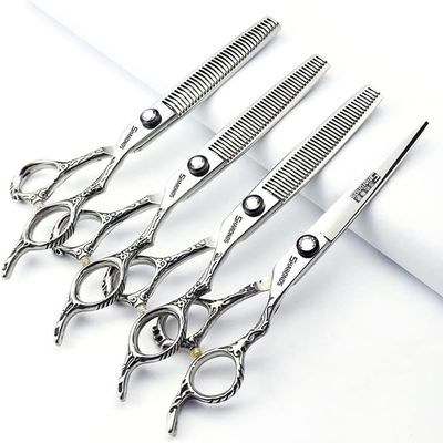 6.5 inch hairdresser scissors 440c High hardness fine pattern professional salon hairdresser hair cutting and thinning hairstyle trimming tool