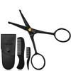 DEMAXA 4.5" Round Tip Safety Mustache Scissors Beard Scissors with 1 Mustache Comb, 1 Beard Comb & Soft Pouch  Best Facial Hair Shears for Beard Mustache Trimming Nose & Ear Hair view 1