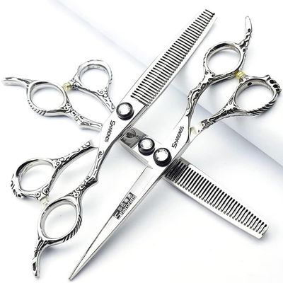 6.5 inch hairdresser scissors 440c High hardness fine pattern professional salon hairdresser hair cutting and thinning hairstyle trimming tool