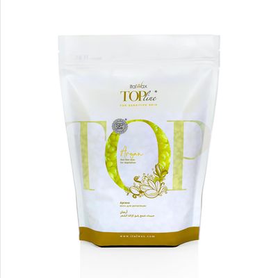 Italwax Top Line Argan Jelly Wax 1.65lb (750g)  Fast-Drying Transparent Flou Yellow Gel Enriched with Argan Oil and Argan scent, Strong Adhesion for Face, Underarms & Back  Made in Italy
