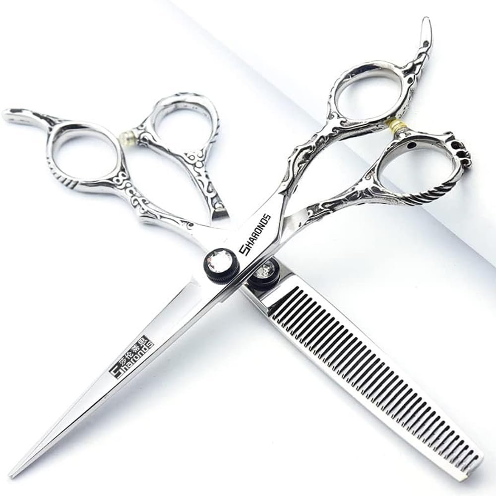 6.5 inch hairdresser scissors 440c High hardness fine pattern professional salon hairdresser hair cutting and thinning hairstyle trimming tool