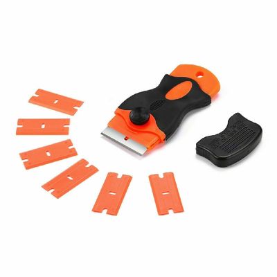 NEW 50 Pcs Plastic Razor Blades + 1 Razor Scraper Double Edged Sticker Removal Tool