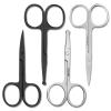 4 Pack Curved and Rounded Facial Hair Scissors Set Black and Sliver for Men Women - Mustache, Nose, Beard, Eyebrows, Eyelashes and Ear Hair Cutting Scissors - Stainless Steel Trimming Scissors view 1