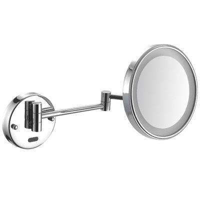 AMHIL Smart Sensor Makeup Mirror with Lights and 10X Magnification LED Wall Mounted Vanity Mirror Rotable Extendable Shaving Mirror Black Plug in (Color : Gold, S (Color : Silver, Size : Hardwired)