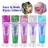 Body Glitter Gel, 2 Jars Face Glitter Gel Sequins Shimmer for Hair, Lip, Eyeshadow, Nails, Chunky and Powder Mixed Glitter Gel, Holographic Cosmetic Flakes for Festival, Glitter Makeup 120ml (Pink) view 3