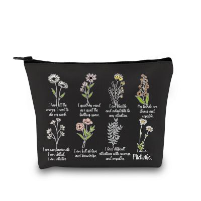 GJTIM Midwife Gift Certified Midwife Thank You Gift Doula Gift I Am A Midwife Floral Midwife Zipper Pouch Labor and Delivery Nurse Makeup Bag (I Am A Midwife Black)