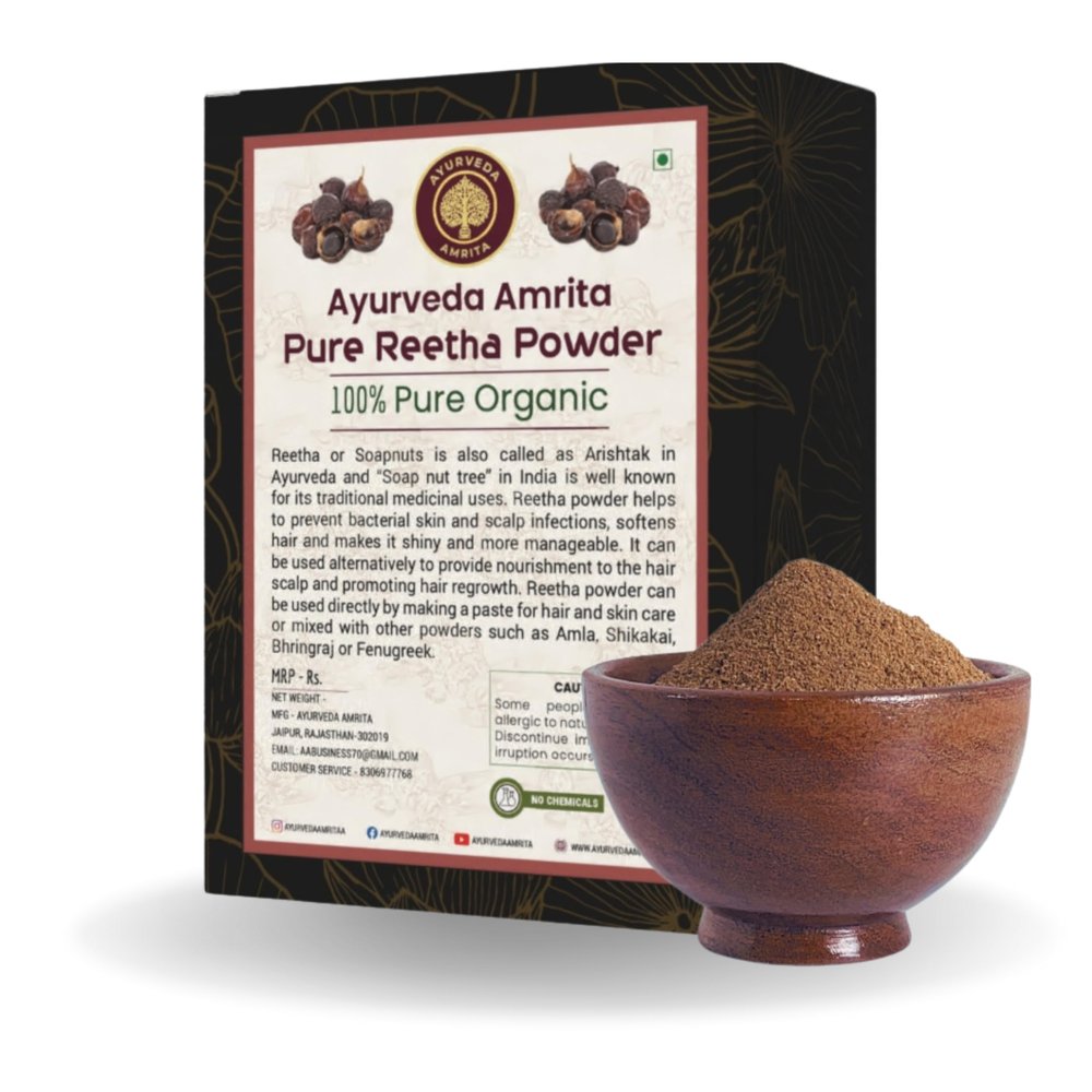 Ayurveda Amrita Pure & Natural Reetha Powder For Hair &Scalp,100 Gm