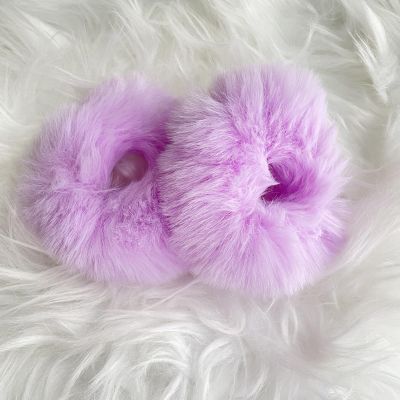 2PCS Furry Hair Elastics Ties Furry Hair Scrunchies Fur Hair Bands Ponytail Holders for Girls Women Halloween Cosplay Costume Hair Accessories
