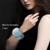 2PCS Blue Furry Hair Elastics Ties Furry Hair Scrunchies Fur Hair Bands Ponytail Holders for Girls Women Halloween Cosplay Costume Hair Ropes Accessories view 3